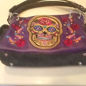 Day of the dead purple purse.